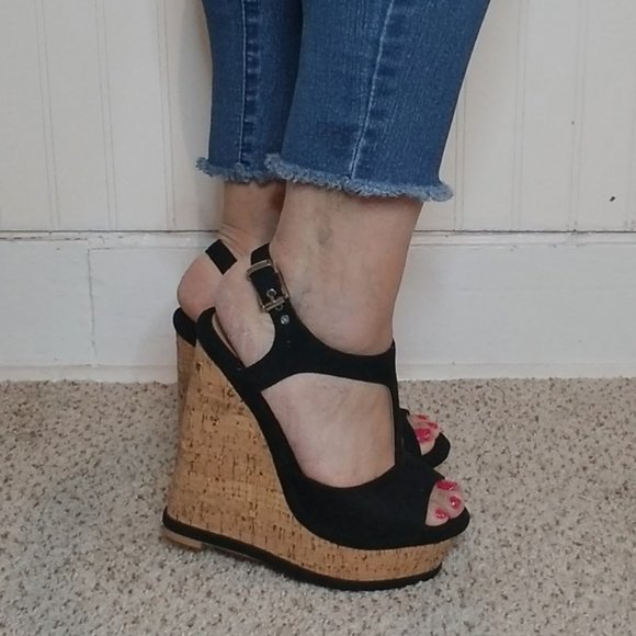 black cork platform shoes very cute and comfortable size 6 - Picture 12 of 16